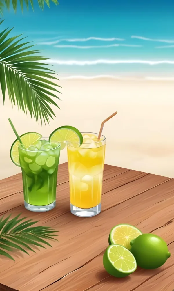 Oil Painting Green Palm Leaves Fresh Limes And A G 8 6800