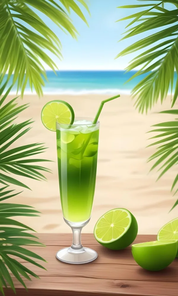 Oil Painting Green Palm Leaves Fresh Limes And A G 9 2670