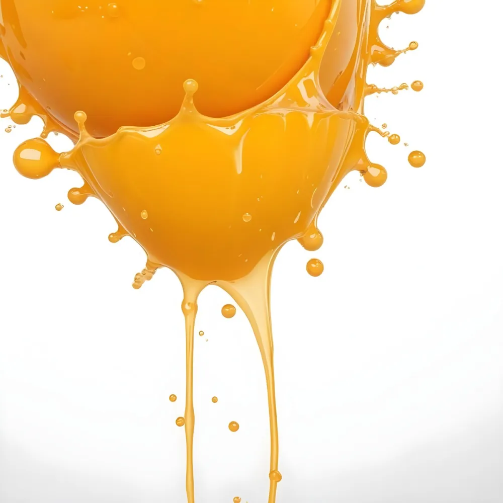 Orange Juice Splash With Liquid Drops Studio Shot White Background 15 B40d