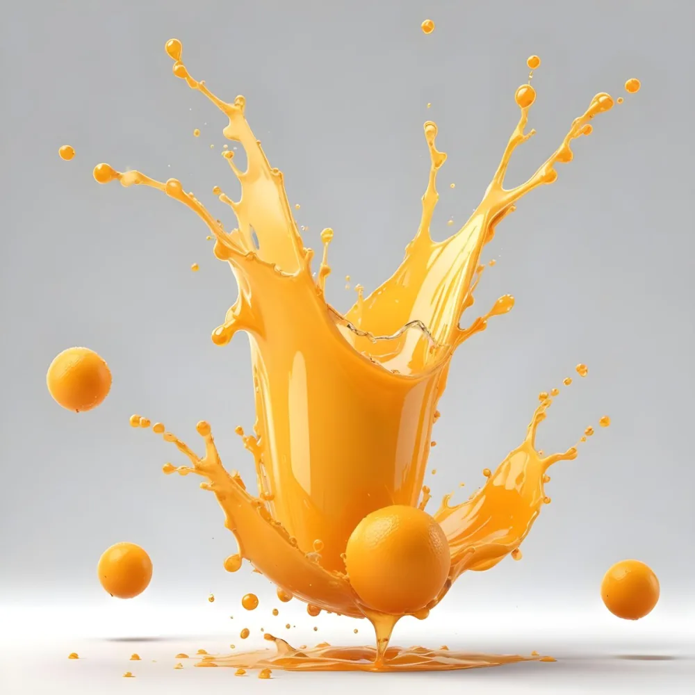 Orange Juice Splash With Liquid Drops Studio Shot White Background 5 A6c7
