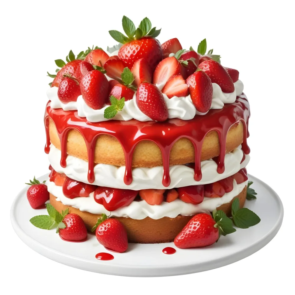 Pikaso Reimagine A Layered Cake With A Red Glaze Dripping Down The 28 6aca