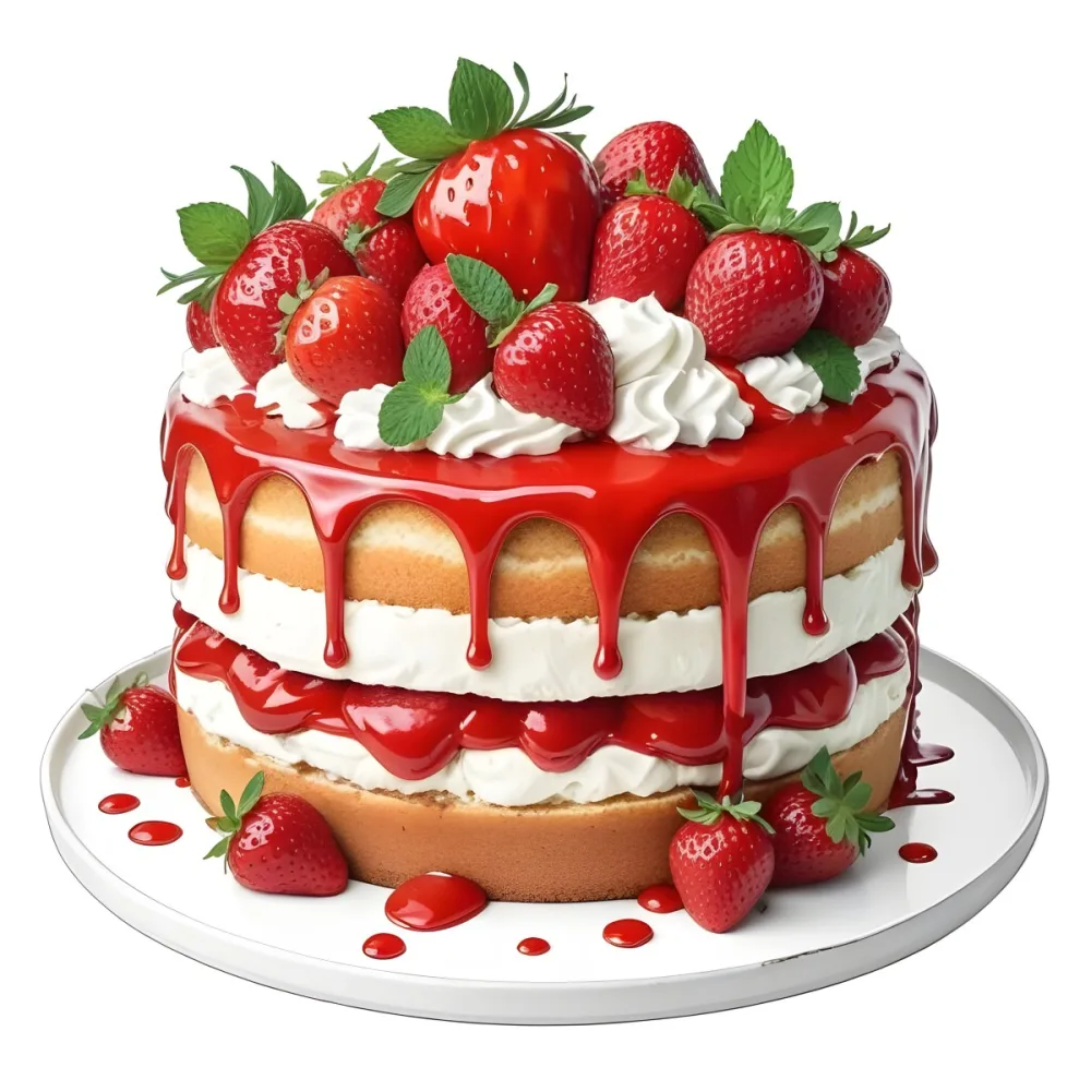 Pikaso Reimagine A Layered Cake With A Red Glaze Dripping Down The 29 6f0e