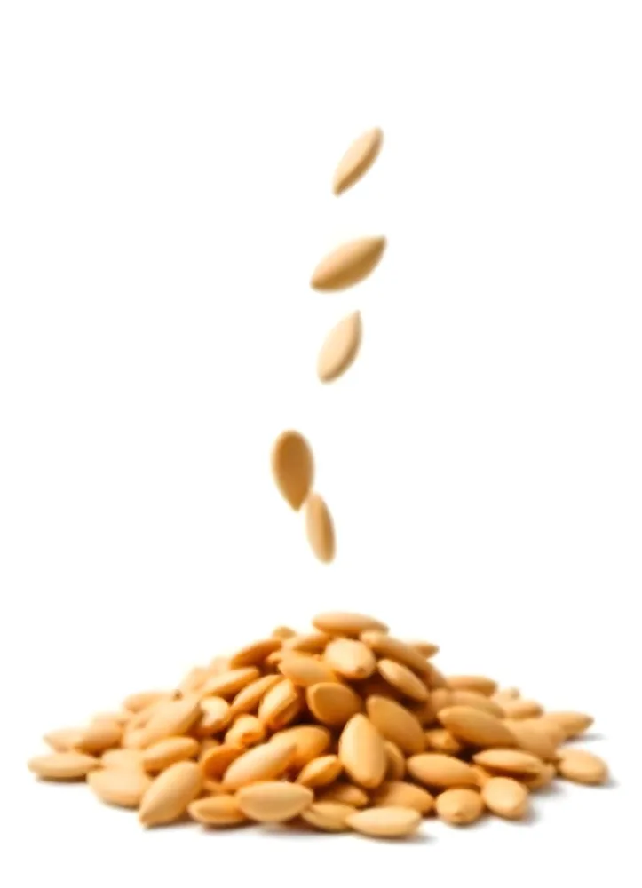 Pumpkin Seeds Falling Into A Pile Of Pumpkin Seeds Isolated On A White Background 8 9239