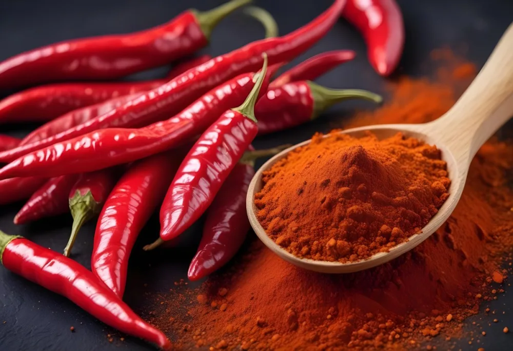 Red Chili Peppers And Chili Powder