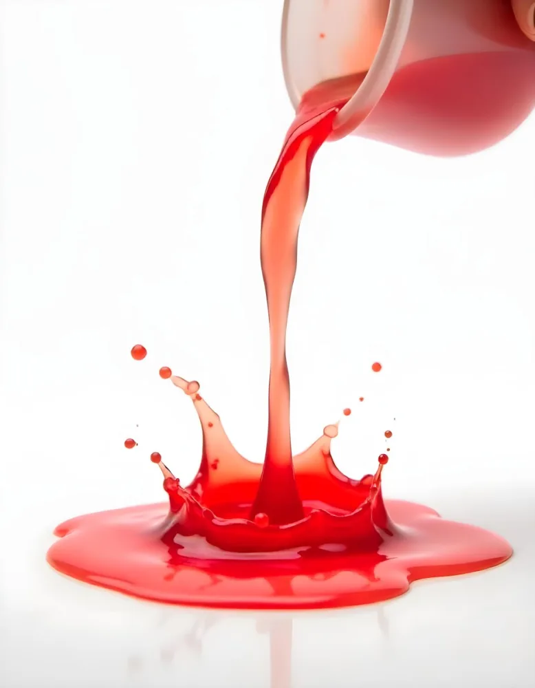 Red Liquid Pouring And Splashing On A White Surface Creating A Small Pool Clean And Simple Composition Studio Shot Bright Lighting 1 54bf