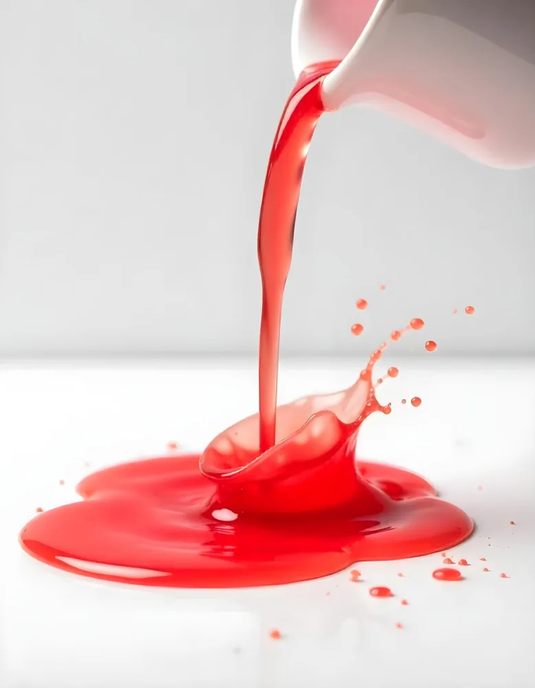 Red Liquid Pouring And Splashing On A White Surface Creating A Small Pool Clean And Simple Composition Studio Shot Bright Lighting 10 D19f