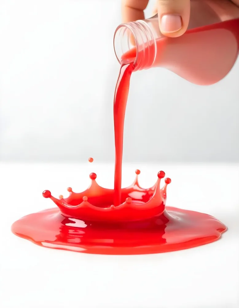 Red Liquid Pouring And Splashing On A White Surface Creating A Small Pool Clean And Simple Composition Studio Shot Bright Lighting 4 D829