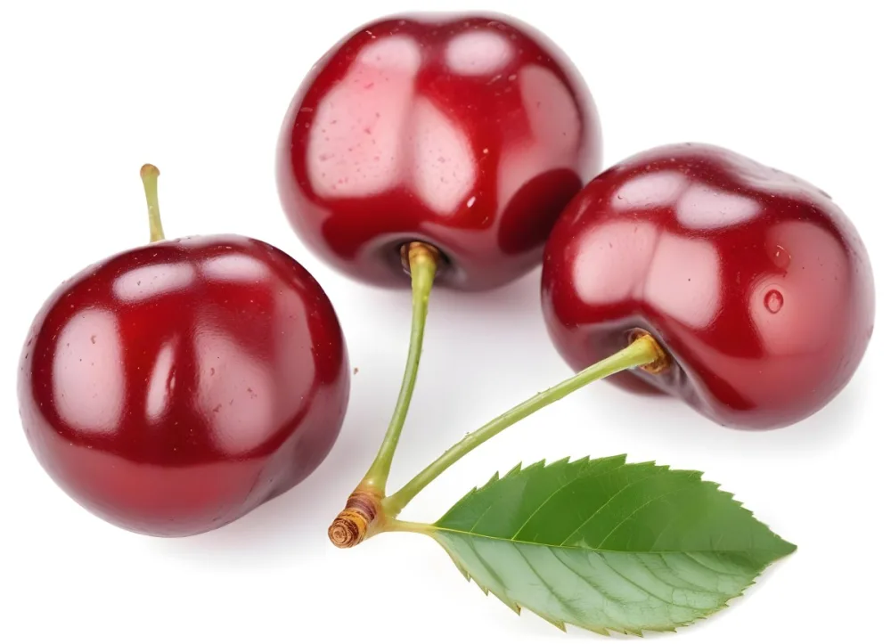 Ripe Red Cherries With Green Leaves Close Up 4 5c3a