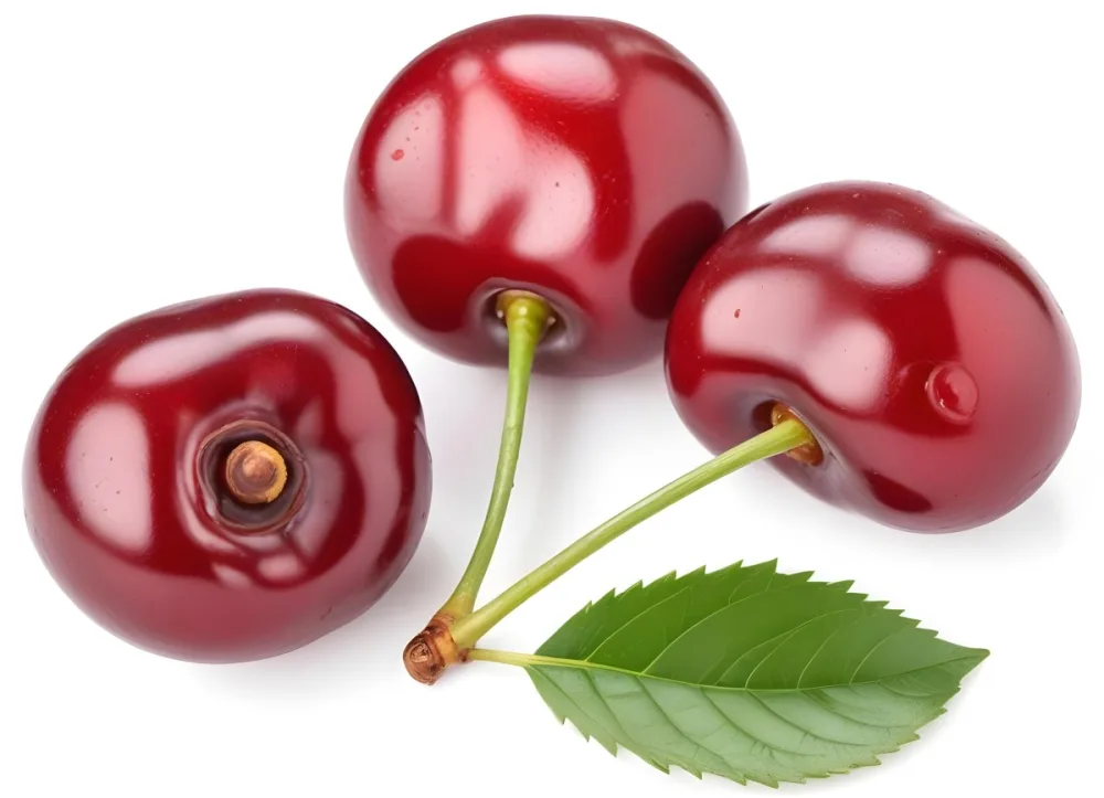 Ripe Red Cherries With Green Leaves Close Up 6 Ea0e