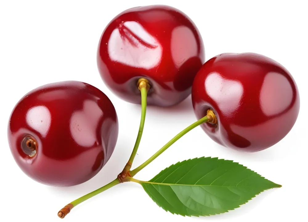 Ripe Red Cherries With Green Leaves Close Up 7 1cd7