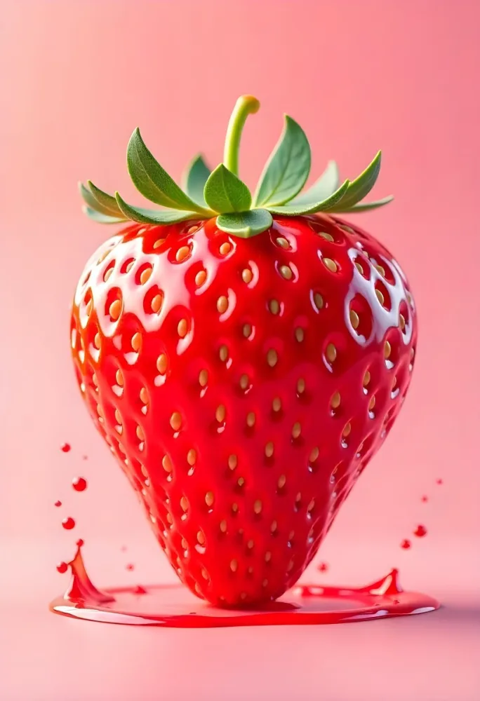Sliced Strawberry With Red Liquid Splash Vibrant Colors Studio Shot Clean Background Dynamic Composition Food Photography Close Up Juicy Refreshing Appetizing Visually Appealing Mouthwatering 10 Abf6