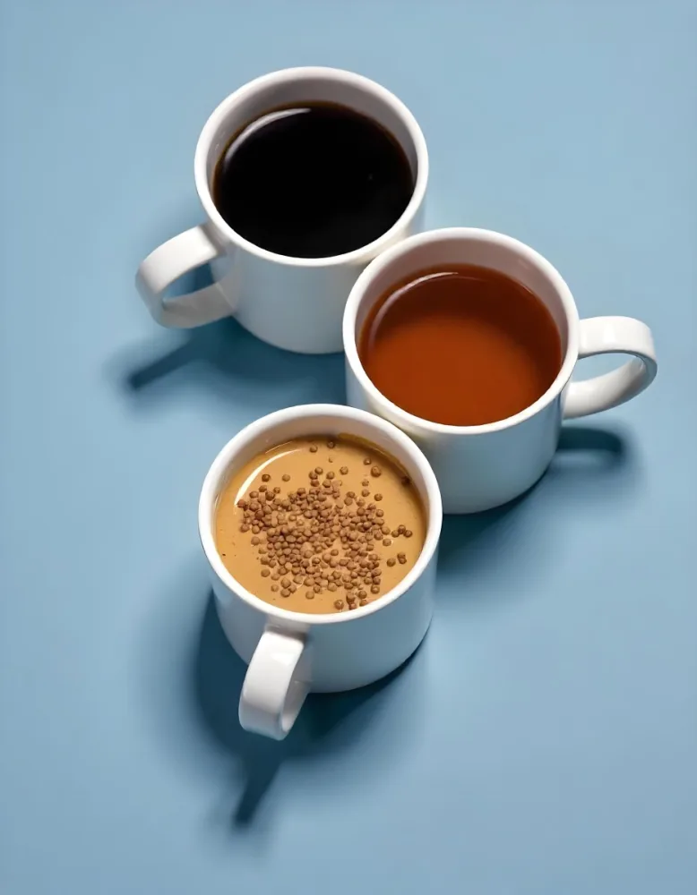 Three Cups Of Coffee Or Tea On A Blue Background 10 C4d5