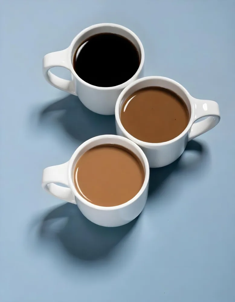 Three Cups Of Coffee Or Tea On A Blue Background 11 3195