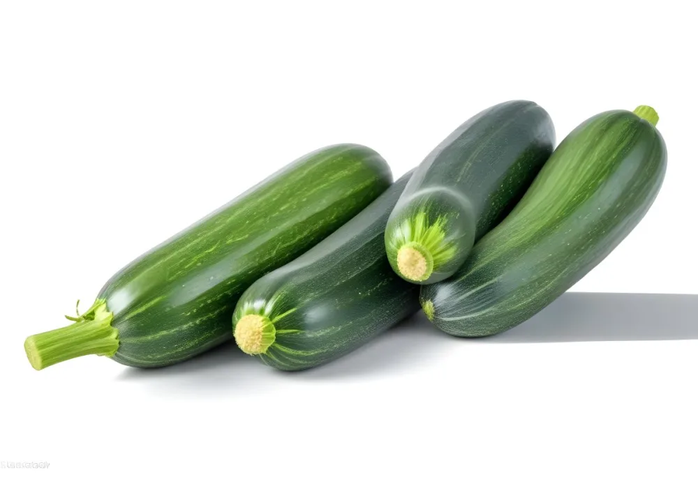 Three Green Zucchini Vegetables On A White Background 10 9a51