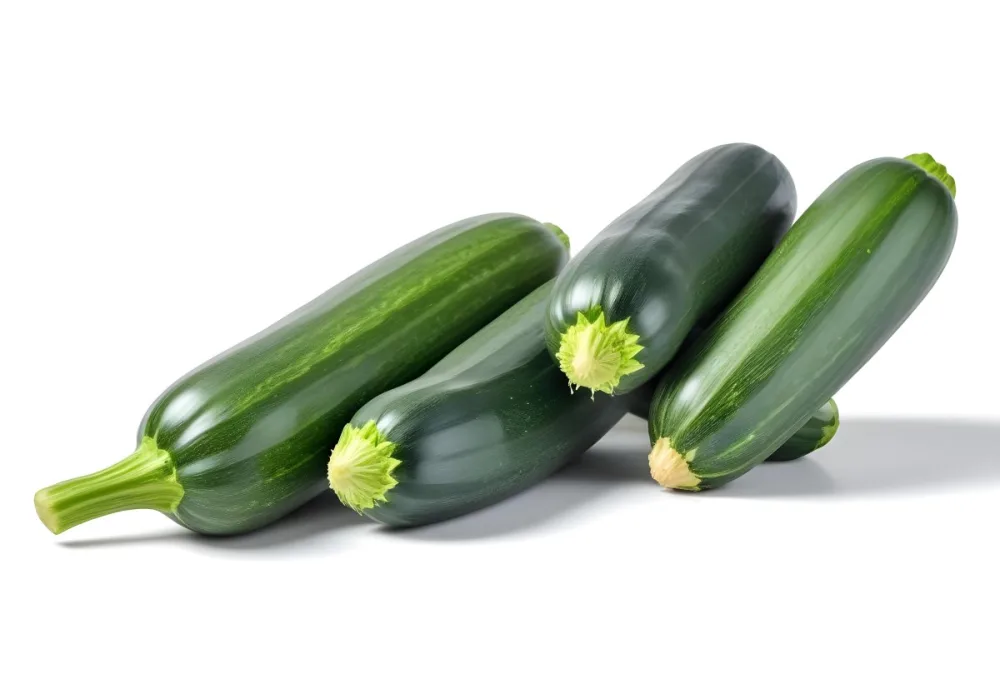 Three Green Zucchini Vegetables On A White Background 15 7f5b