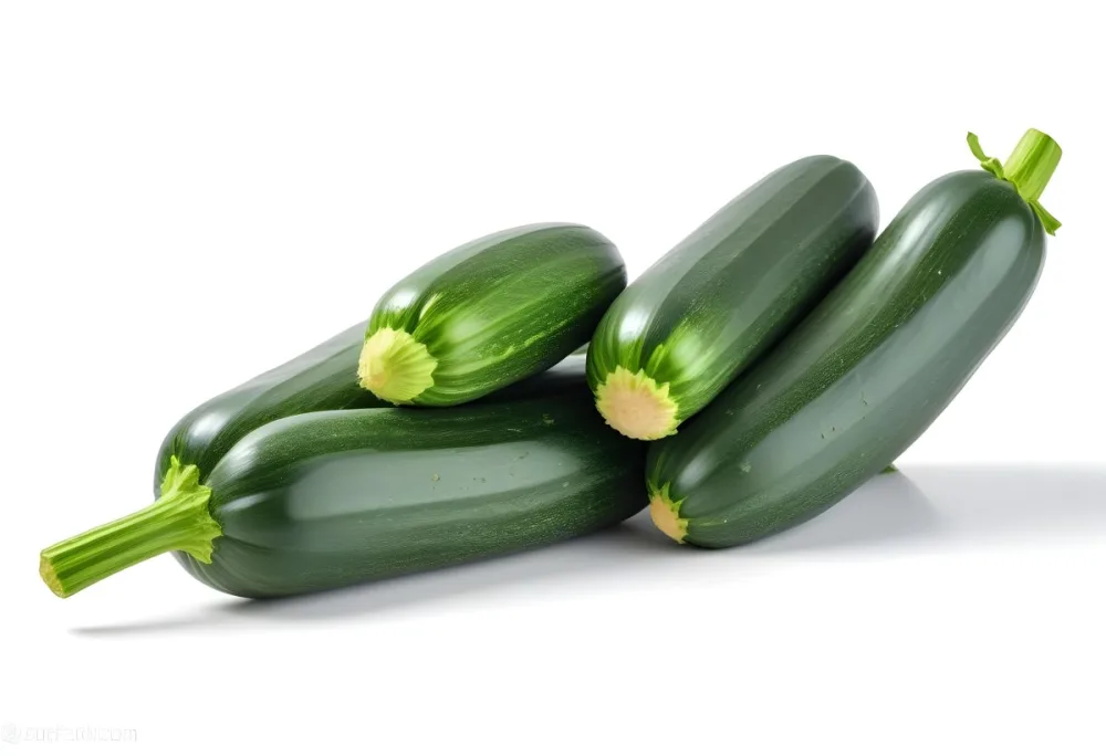 Three Green Zucchini Vegetables On A White Background 24 F458