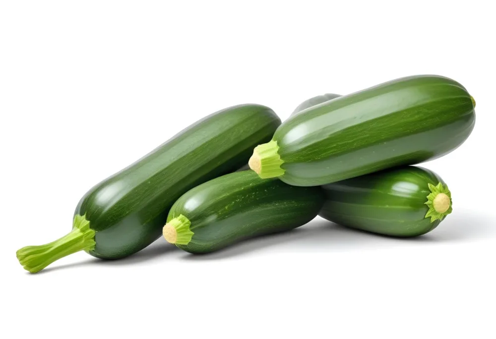 Three Green Zucchini Vegetables On A White Background 38 035d