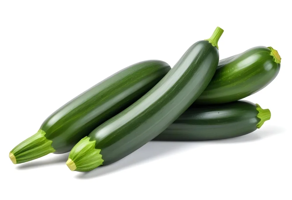 Three Green Zucchini Vegetables On A White Background 40 9fa1