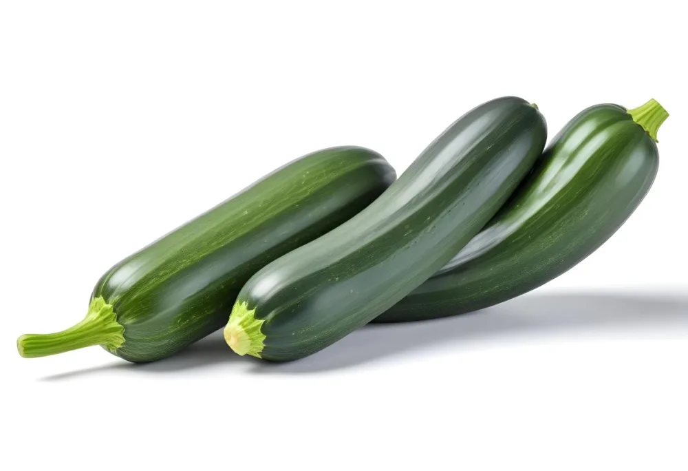 Three Green Zucchini Vegetables On A White Background 42 E7b0