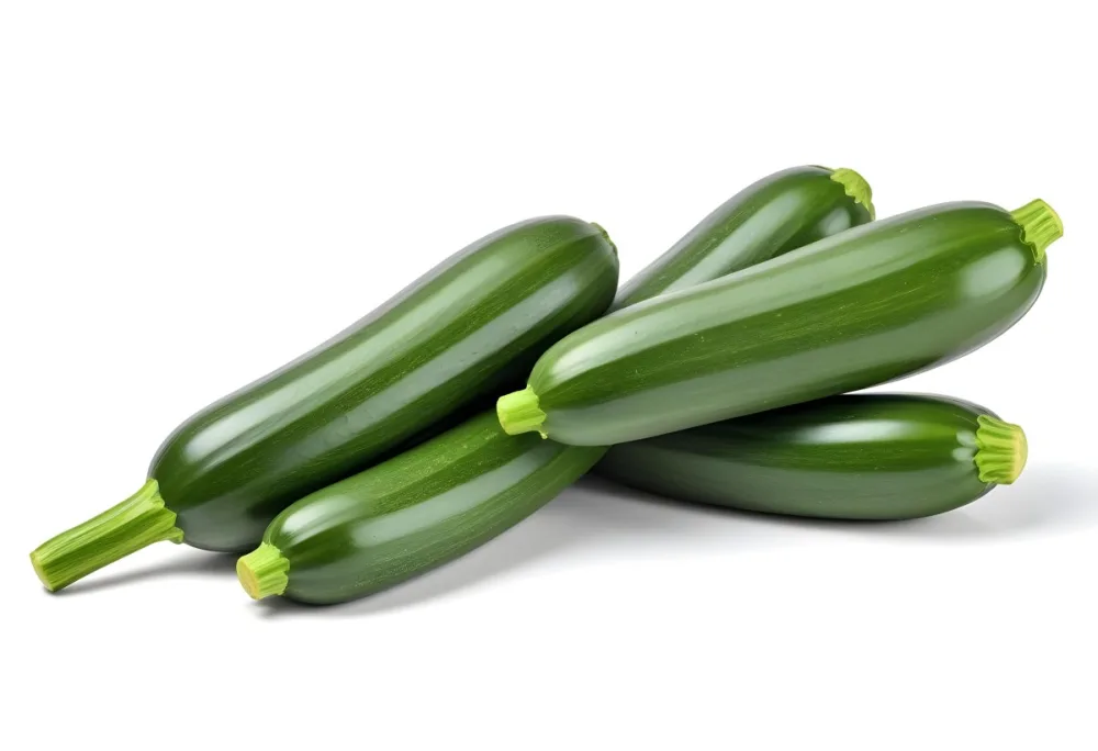 Three Green Zucchini Vegetables On A White Background 5 61df
