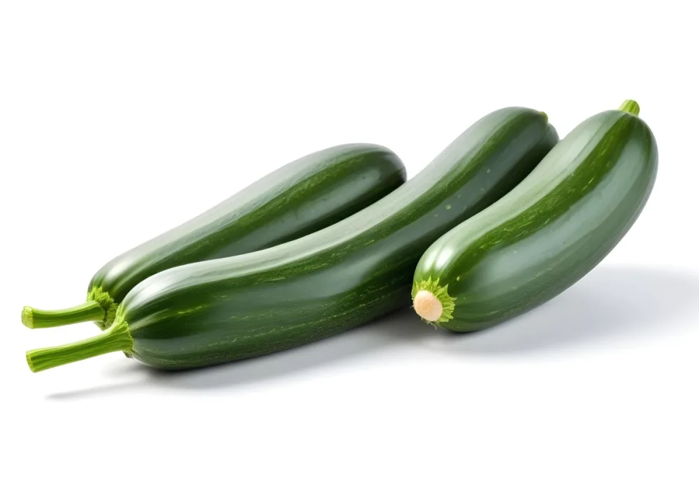 Three Green Zucchini Vegetables On A White Background 6 650e