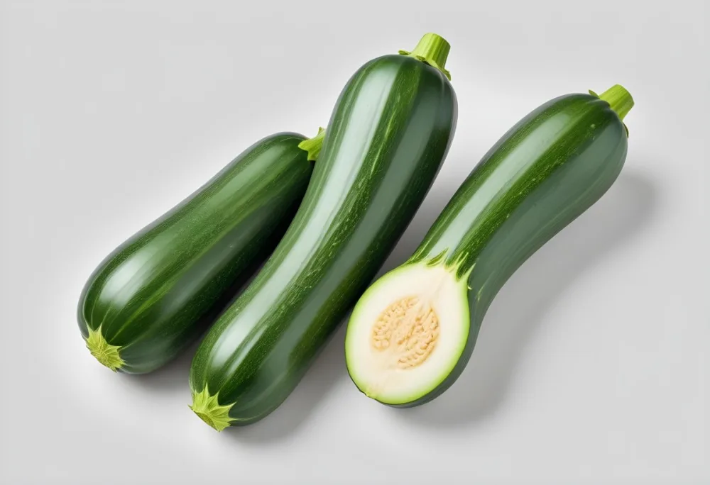 Three Green Zucchini Vegetables On A White Background 8 2581