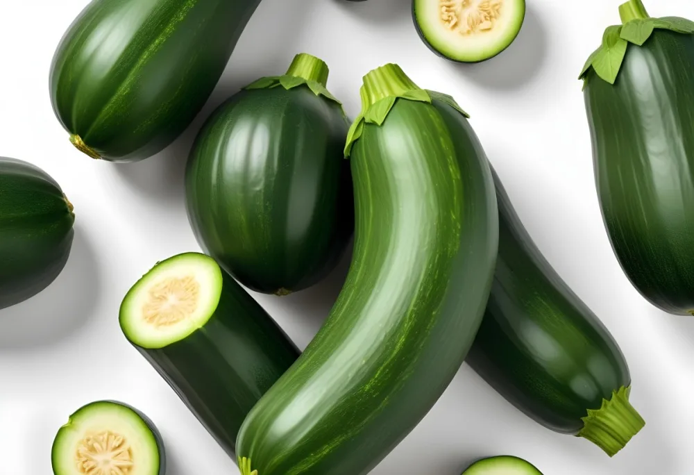 Three Green Zucchini Vegetables On A White Background 9 D1f9