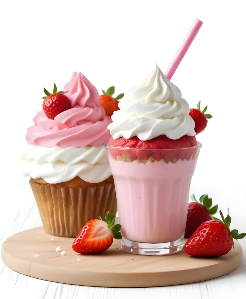 Two Desserts With Strawberries And Whipped Cream One In A Glass And One In A Cup The Desserts Have A Creamy Sweet Appearance And Are Garnished With Fresh Strawberry Slices 8 E298