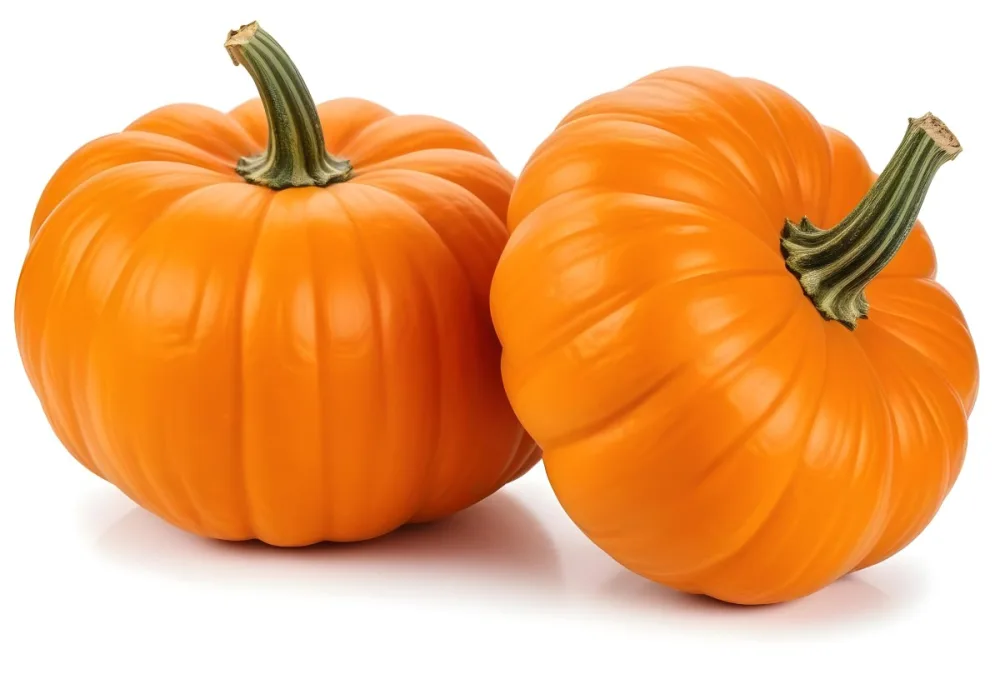Two Large Orange Pumpkins On A White Background 1 0d1d