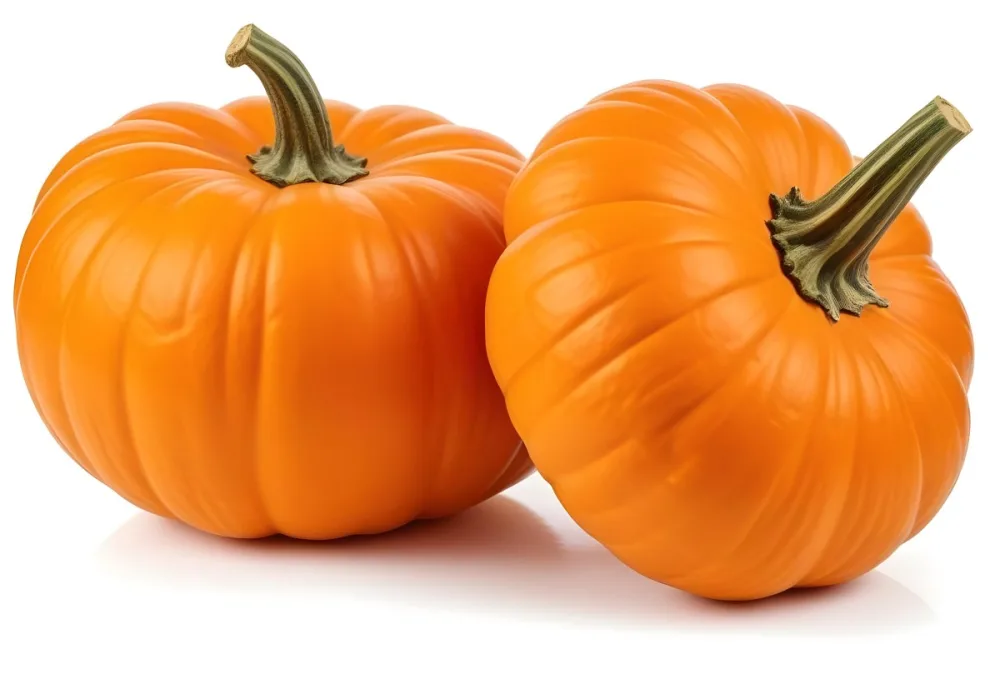 Two Large Orange Pumpkins On A White Background 10 306b