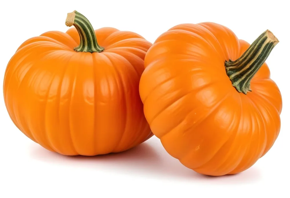 Two Large Orange Pumpkins On A White Background 11 A003