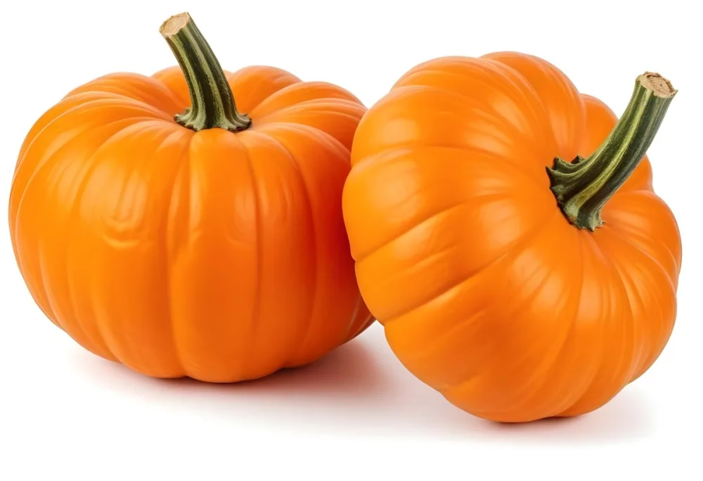Two Large Orange Pumpkins On A White Background 14 841a