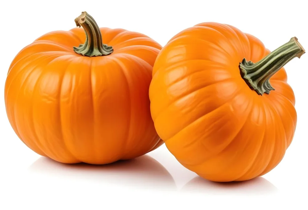 Two Large Orange Pumpkins On A White Background 2 2bb4