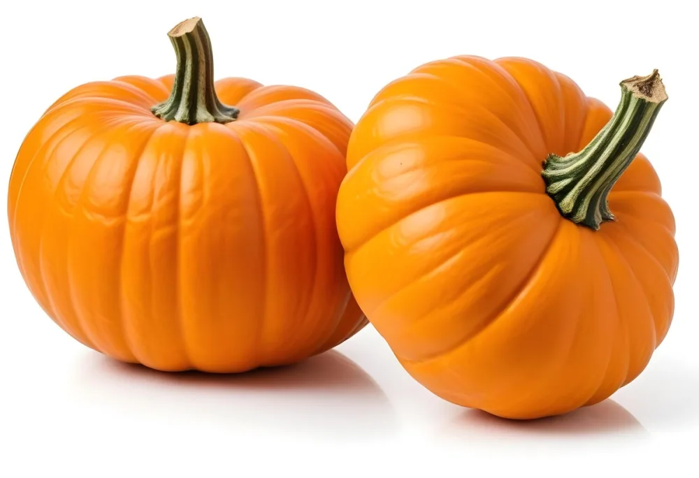 Two Large Orange Pumpkins On A White Background 4 D97c