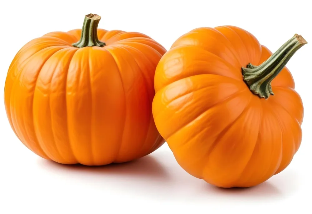 Two Large Orange Pumpkins On A White Background 5 8de0