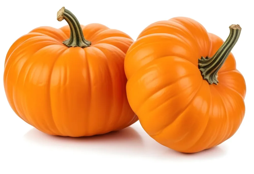 Two Large Orange Pumpkins On A White Background 6 A3ce
