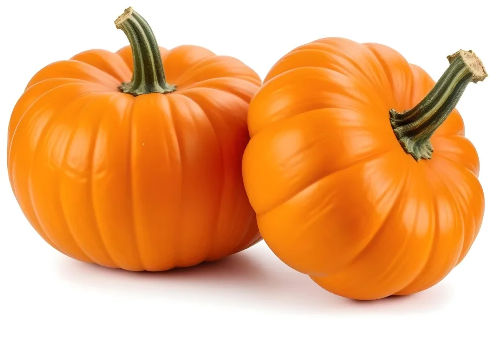 Two Large Orange Pumpkins On A White Background 7 9b07