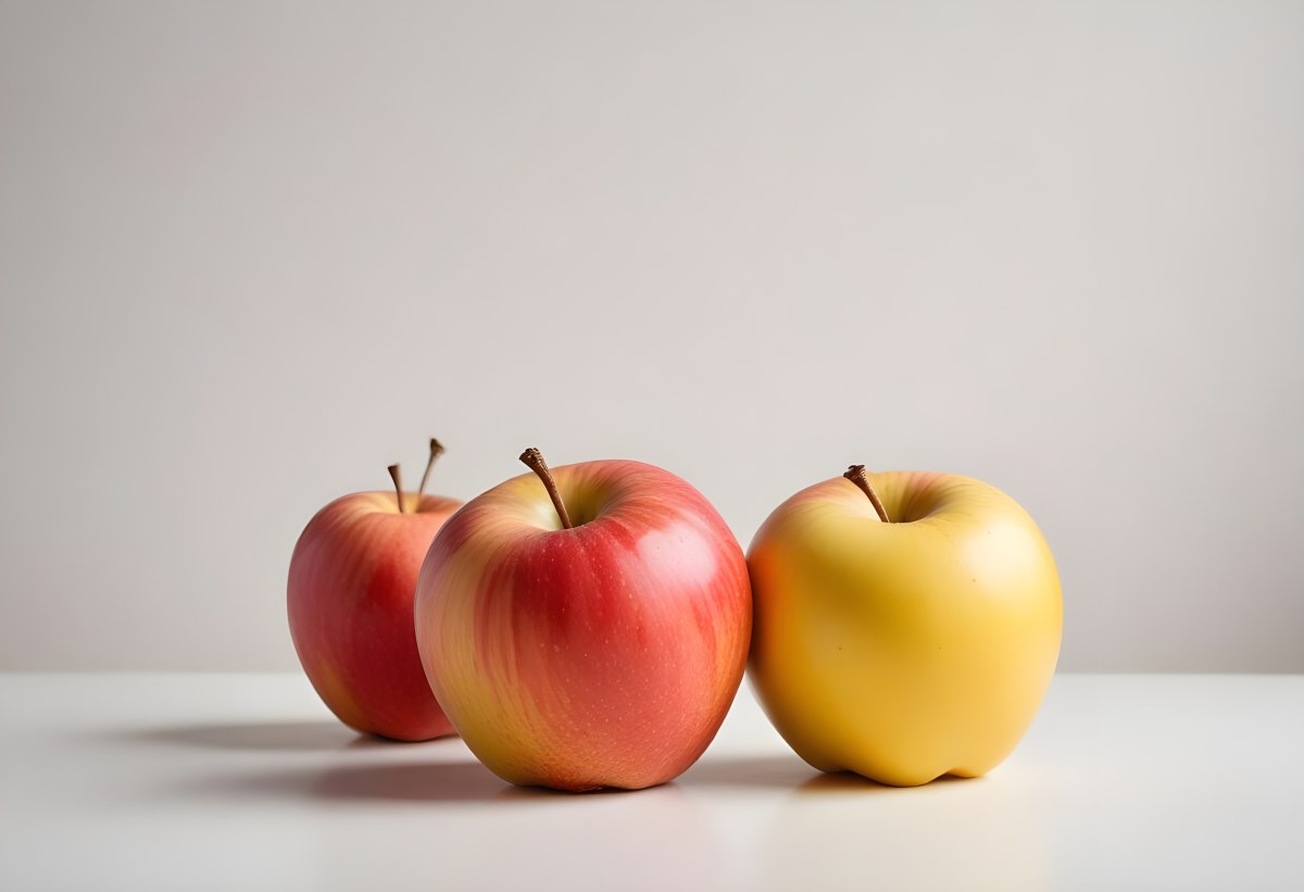 3d Model Two Red And Yellow Apples On A Light Back 113 48fb