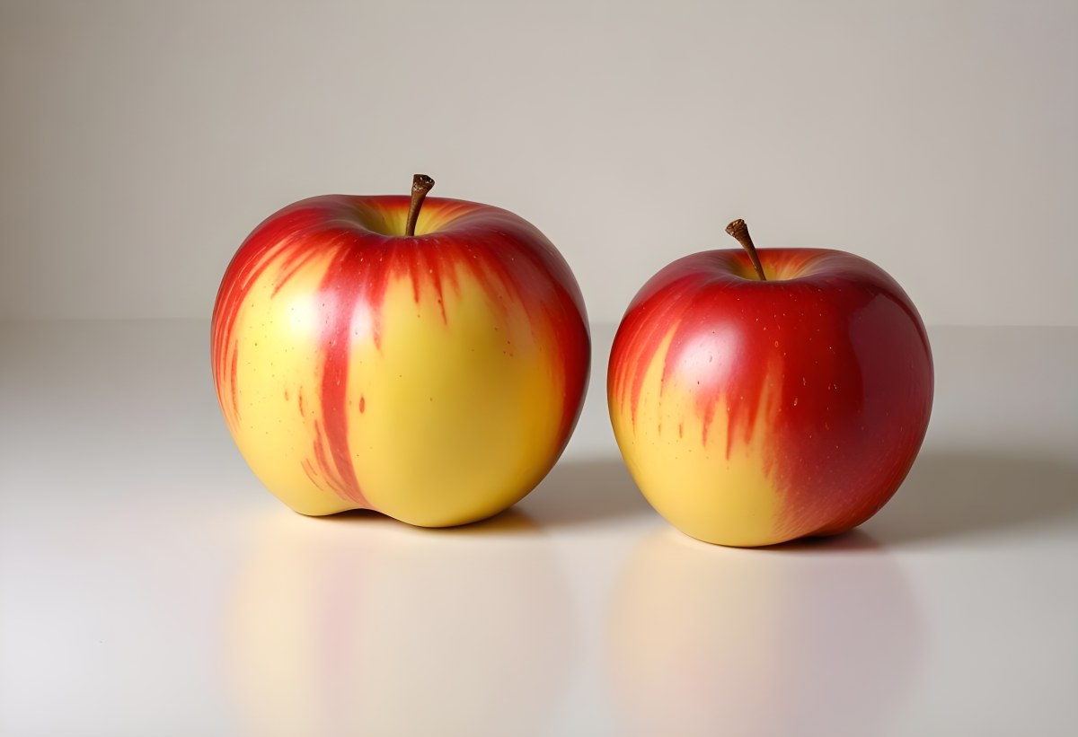 3d Model Two Red And Yellow Apples On A Light Back 56 6c84