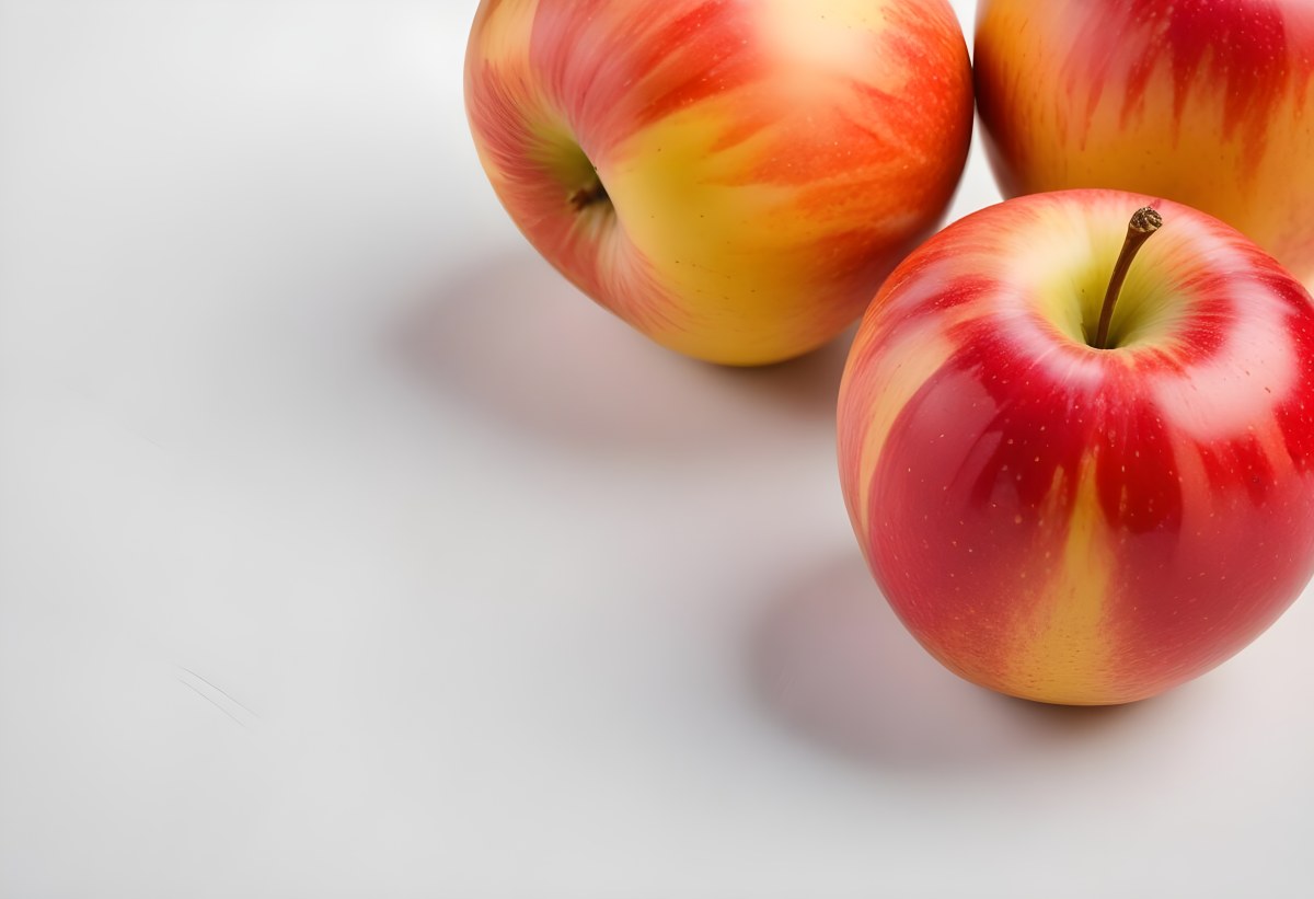 3d Model Two Red And Yellow Apples On A Light Back 80 B700