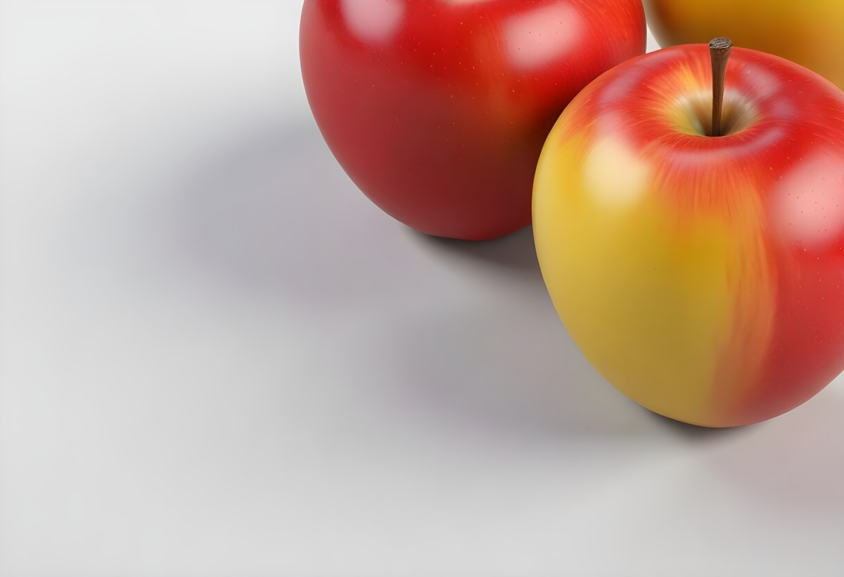 3d Model Two Red And Yellow Apples On A Light Back 9 85f2
