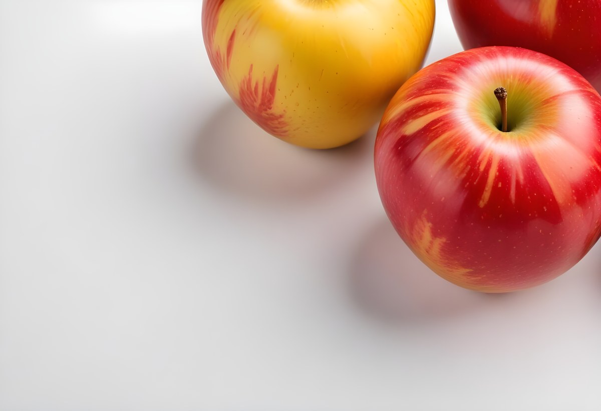 3d Model Two Red And Yellow Apples On A Light Back 93 C5ce