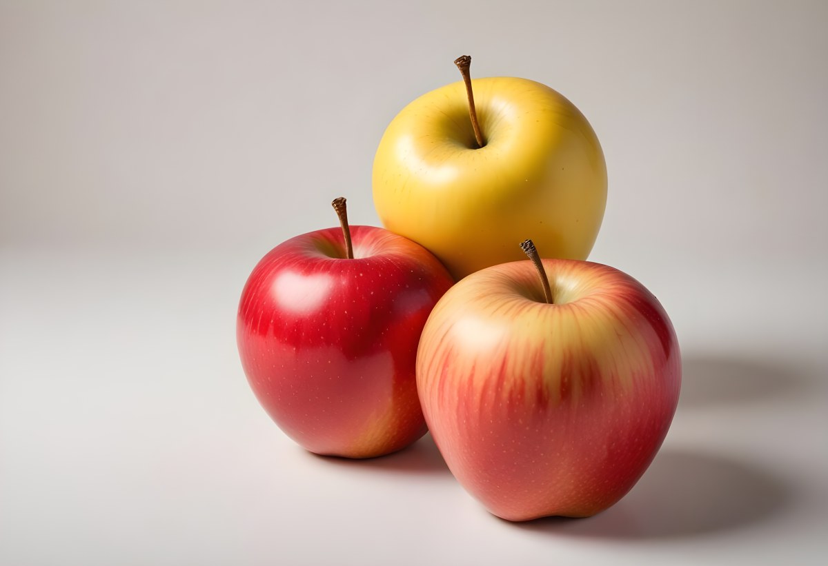 3d Model Two Red And Yellow Apples On A Light Back 94 F566