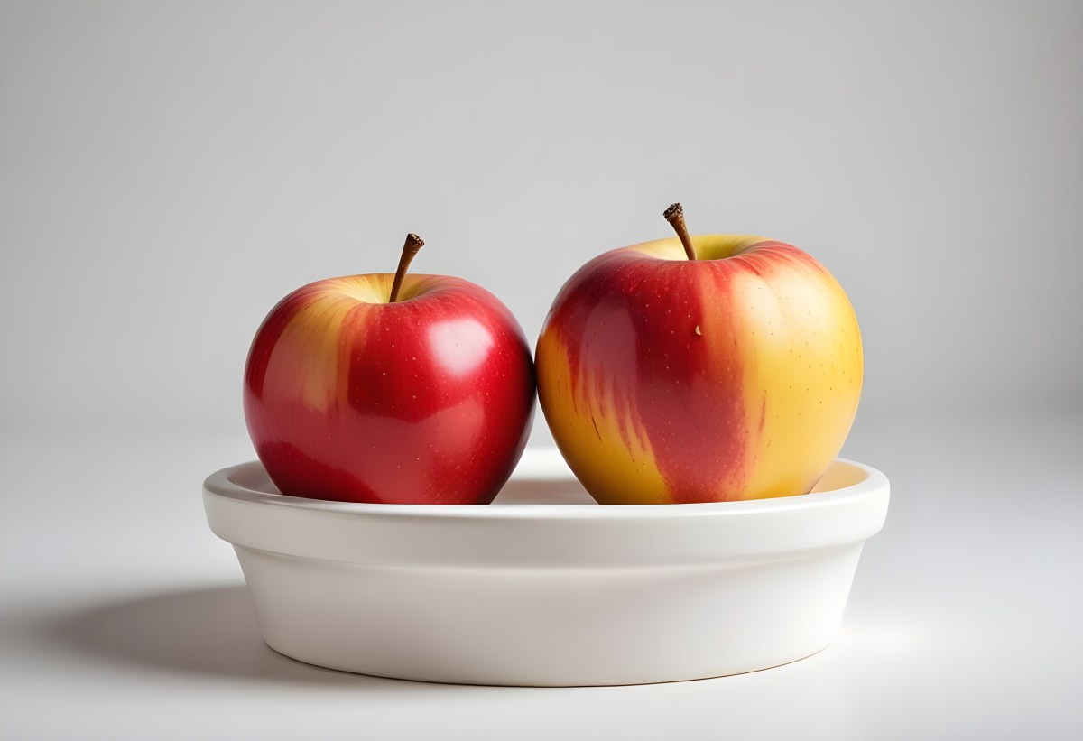 3d Model Two Red And Yellow Apples On A Light Back 96 0c3a