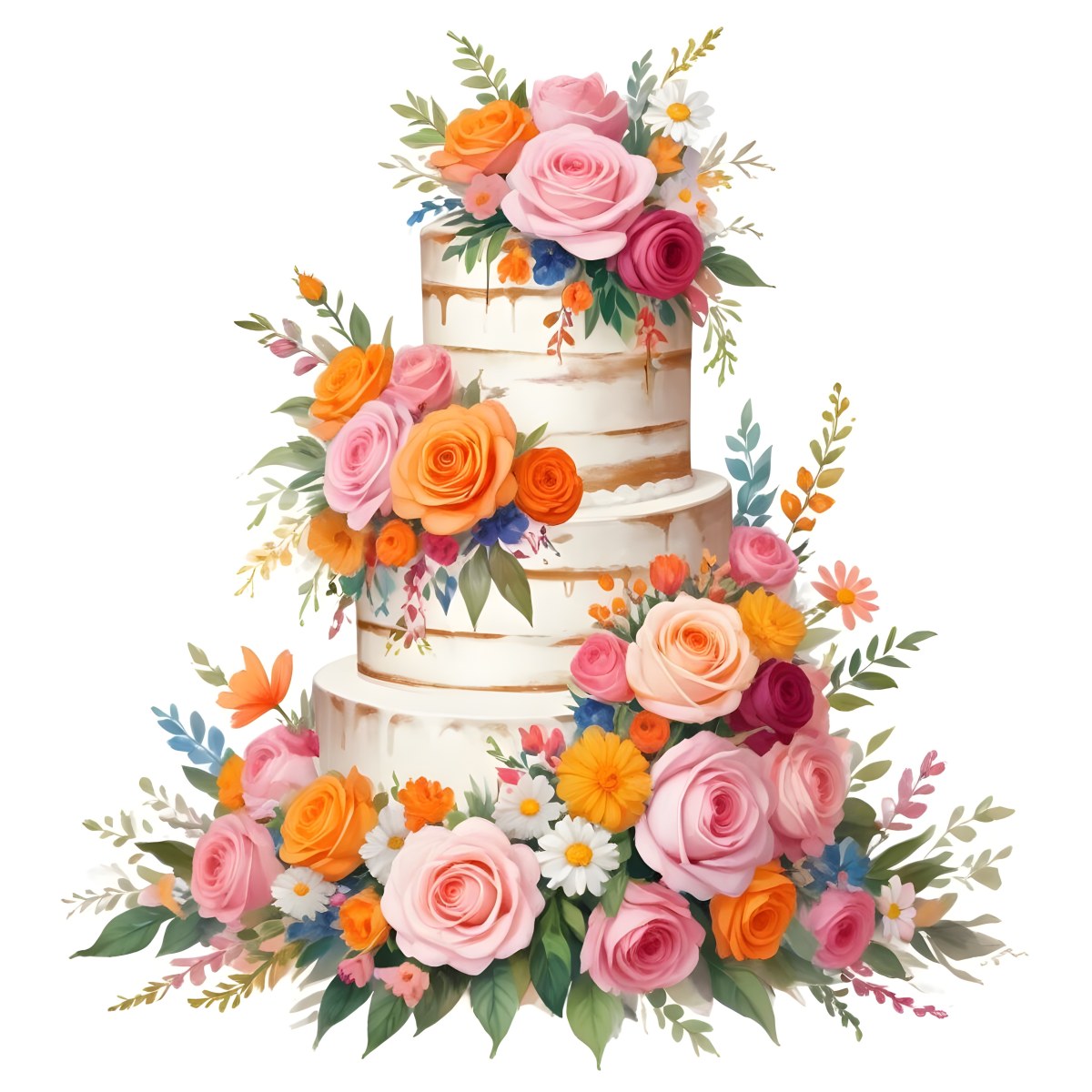 A Beautiful Multi Tiered Wedding Cake Decorated With An Assortment Of Pink Flowers Including Roses And Other Floral Elements 10 1b8a