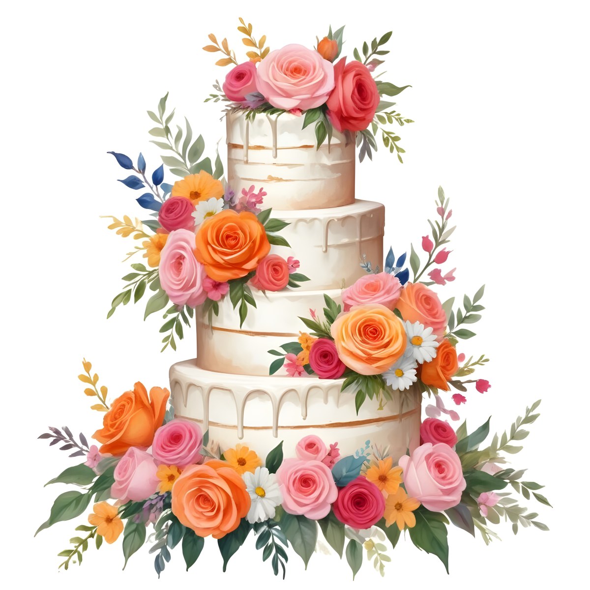 A Beautiful Multi Tiered Wedding Cake Decorated With An Assortment Of Pink Flowers Including Roses And Other Floral Elements 18 0215