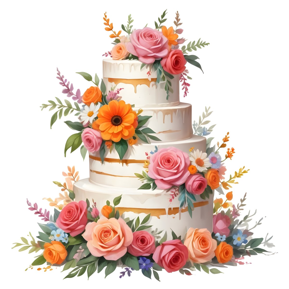 A Beautiful Multi Tiered Wedding Cake Decorated With An Assortment Of Pink Flowers Including Roses And Other Floral Elements 27 F5ad