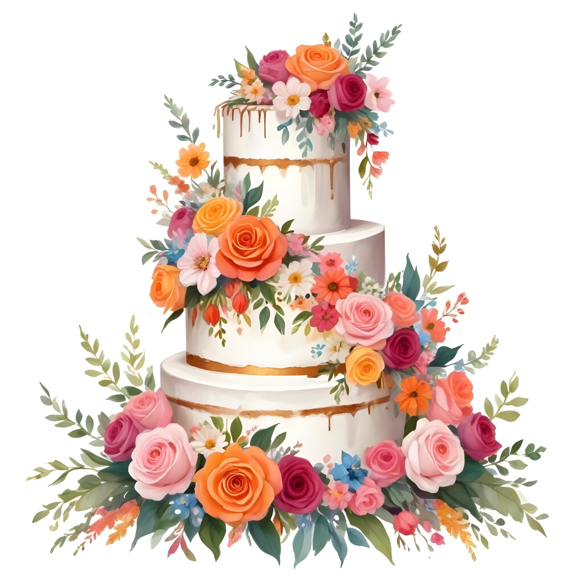 A Beautiful Multi Tiered Wedding Cake Decorated With An Assortment Of Pink Flowers Including Roses And Other Floral Elements 64 4d10