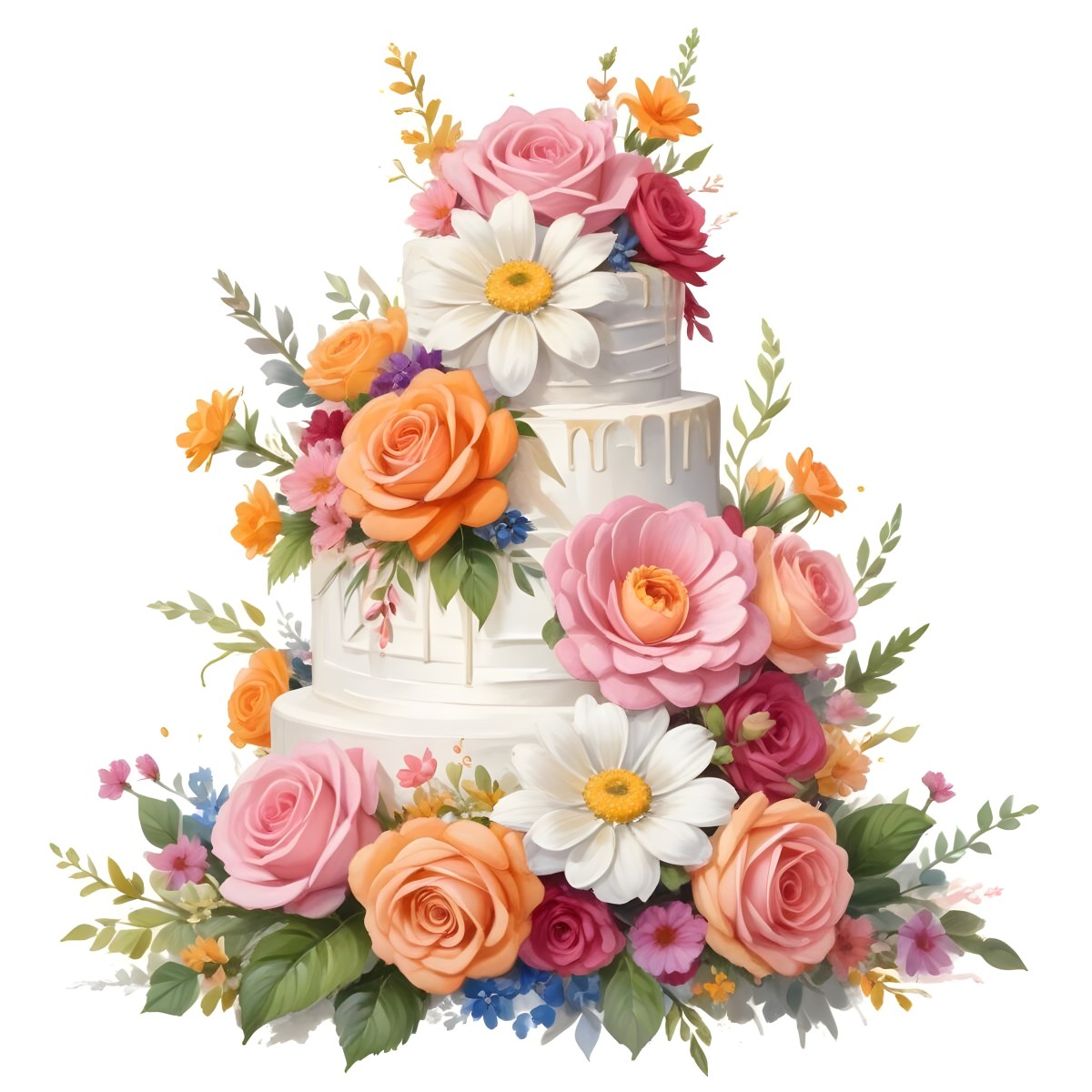 A Beautiful Multi Tiered Wedding Cake Decorated With An Assortment Of Pink Flowers Including Roses And Other Floral Elements 71 52fb