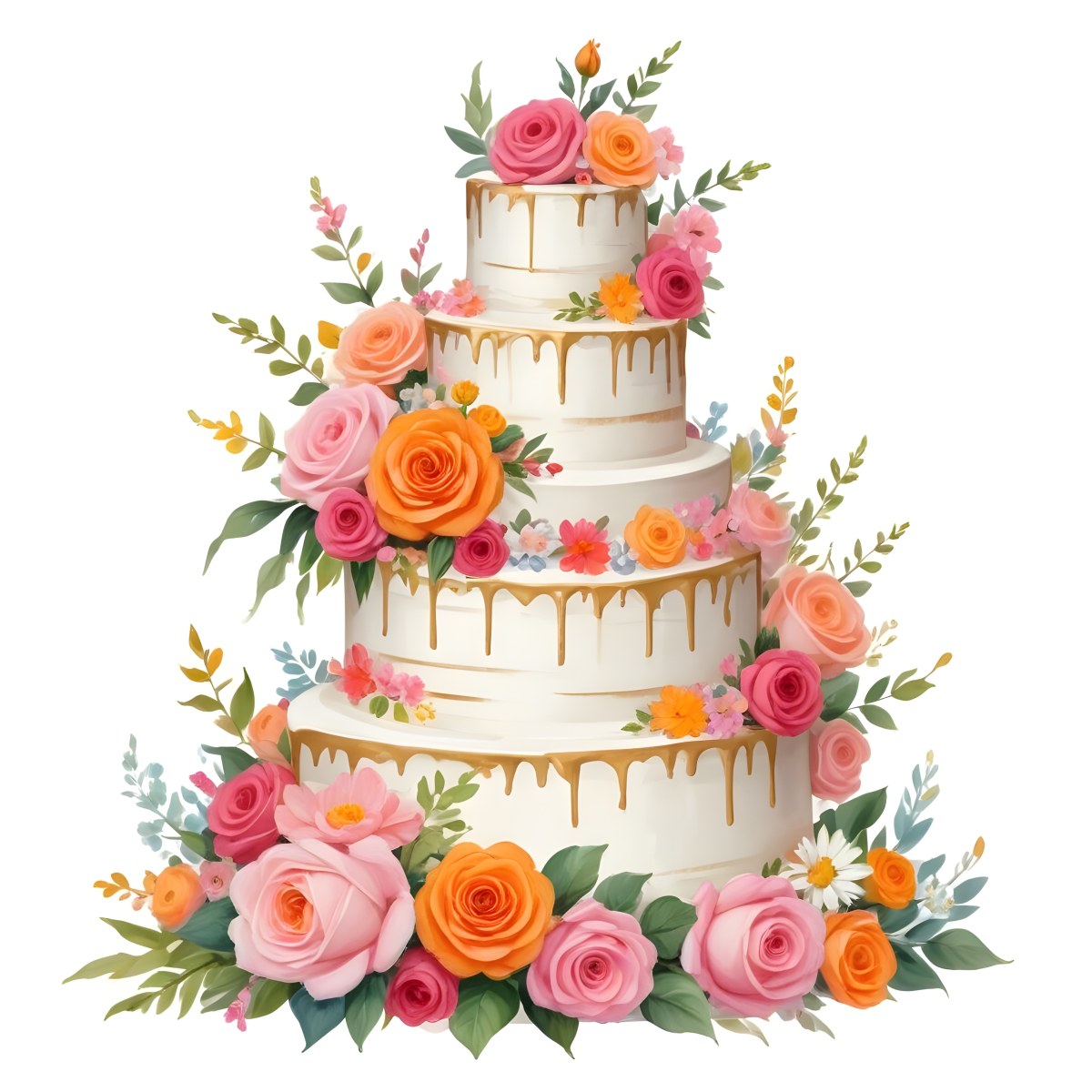 A Beautiful Multi Tiered Wedding Cake Decorated With An Assortment Of Pink Flowers Including Roses And Other Floral Elements 73 97ae